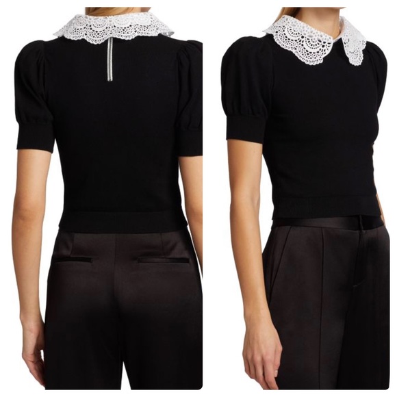 ALICE + OLIVIA Chase Eyelet Collar Sweater - Picture 3 of 12